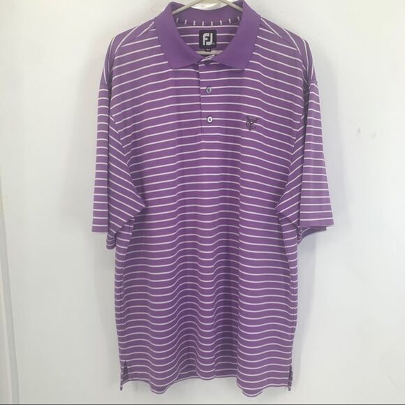 Footjoy Mens XL Purple with White Stripe S/S Golf Polo Shirt - Picture 1 of 6